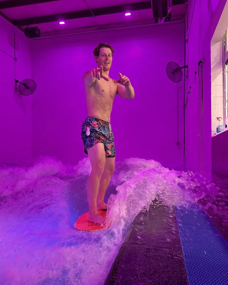 Rider on an adjustable Surf Pool wave
